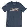 Houston Retro Men/Unisex T-Shirt-Heather Navy-Allegiant Goods Co. Vintage Sports Apparel