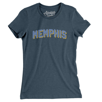 Memphis Varsity Women's T-Shirt-Heather Navy-Allegiant Goods Co. Vintage Sports Apparel