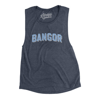 Bangor Maine Varsity Women's Flowey Scoopneck Muscle Tank-Heather Navy-Allegiant Goods Co. Vintage Sports Apparel