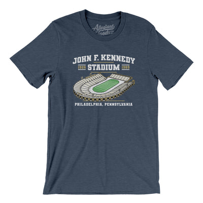 John F. Kennedy Stadium Men/Unisex T-Shirt-Heather Navy-Allegiant Goods Co. Vintage Sports Apparel