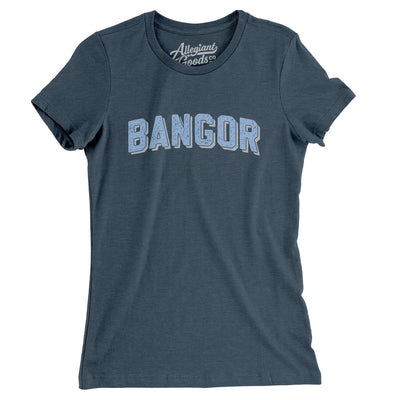 Bangor Maine Varsity Women's T-Shirt-Heather Navy-Allegiant Goods Co. Vintage Sports Apparel