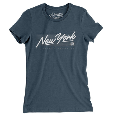 New York Retro Women's T-Shirt-Heather Navy-Allegiant Goods Co. Vintage Sports Apparel