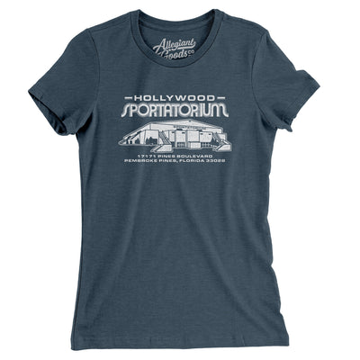 Hollywood Sportatorium Women's T-Shirt-Heather Navy-Allegiant Goods Co. Vintage Sports Apparel