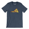 Virginia Pizza State Men/Unisex T-Shirt-Heather Navy-Allegiant Goods Co. Vintage Sports Apparel