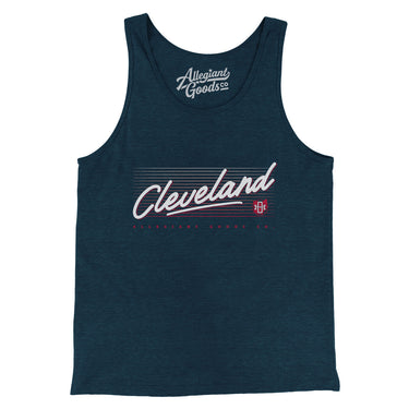 Cleveland Retro Men/Unisex Tank Top-Heather Navy-Allegiant Goods Co. Vintage Sports Apparel