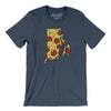 Rhode Island Pizza State Men/Unisex T-Shirt-Heather Navy-Allegiant Goods Co. Vintage Sports Apparel