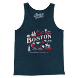 Boston Things Men/Unisex Tank Top-Heather Navy-Allegiant Goods Co. Vintage Sports Apparel
