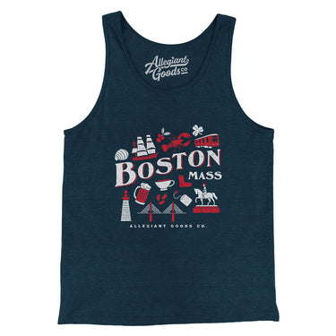 Boston Things Men/Unisex Tank Top-Heather Navy-Allegiant Goods Co. Vintage Sports Apparel