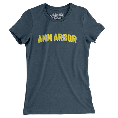 Ann Arbor Varsity Women's T-Shirt-Heather Navy-Allegiant Goods Co. Vintage Sports Apparel