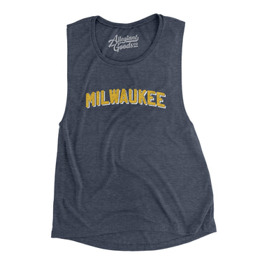 Milwaukee Varsity Women's Flowey Scoopneck Muscle Tank-Heather Navy-Allegiant Goods Co. Vintage Sports Apparel