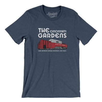 Cincinnati Gardens Arena Men/Unisex T-Shirt-Heather Navy-Allegiant Goods Co. Vintage Sports Apparel