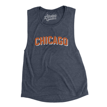Chicago Varsity Women's Flowey Scoopneck Muscle Tank-Heather Navy-Allegiant Goods Co. Vintage Sports Apparel