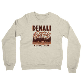 Denali National Park Midweight French Terry Crewneck Sweatshirt-Heather Oatmeal-Allegiant Goods Co. Vintage Sports Apparel