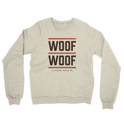 Woof Woof Midweight French Terry Crewneck Sweatshirt-Heather Oatmeal-Allegiant Goods Co. Vintage Sports Apparel