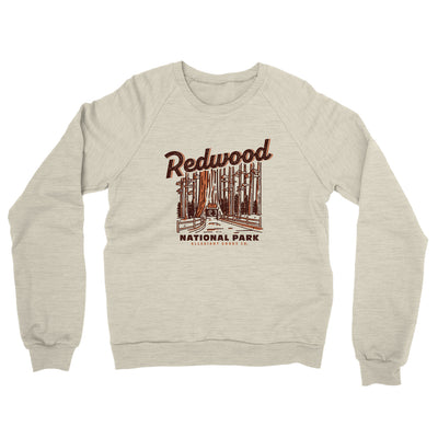 Redwood National Park Midweight French Terry Crewneck Sweatshirt-Heather Oatmeal-Allegiant Goods Co. Vintage Sports Apparel