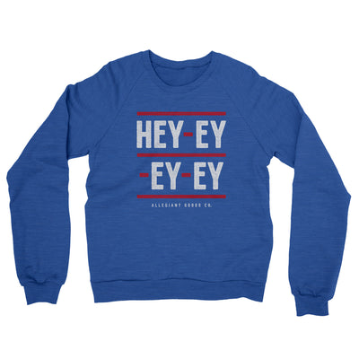 Hey-Ey-Ey-Ey Midweight French Terry Crewneck Sweatshirt-Heather Royal-Allegiant Goods Co. Vintage Sports Apparel