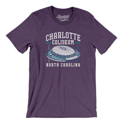 Charlotte Coliseum Men/Unisex T-Shirt-Heather Team Purple-Allegiant Goods Co. Vintage Sports Apparel