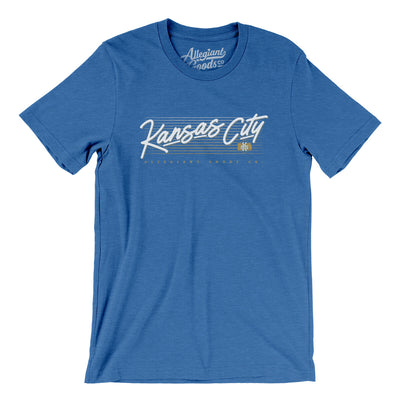 Kansas City Retro Men/Unisex T-Shirt-Heather True Royal-Allegiant Goods Co. Vintage Sports Apparel