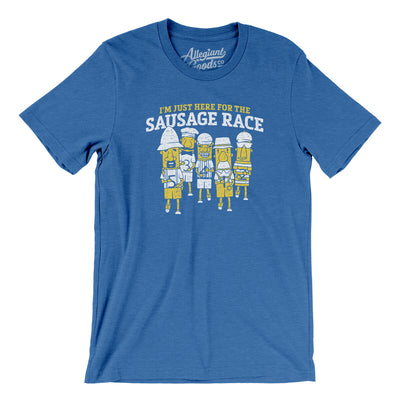 I’m Just Here For The Sausage Race Men/Unisex T-Shirt-Heather True Royal-Allegiant Goods Co. Vintage Sports Apparel