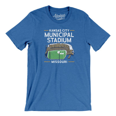 Kansas City Municipal Stadium Men/Unisex T-Shirt-Heather True Royal-Allegiant Goods Co. Vintage Sports Apparel