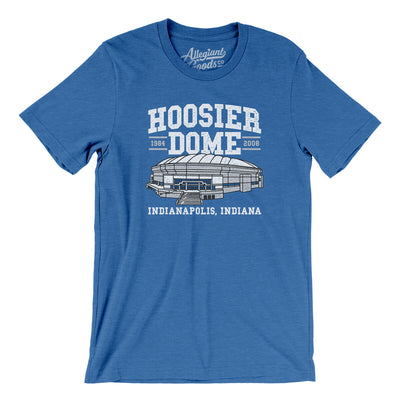 Hoosier Dome Men/Unisex T-Shirt-Heather True Royal-Allegiant Goods Co. Vintage Sports Apparel