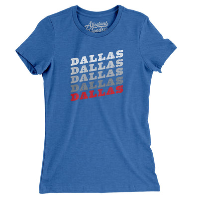 Dallas Vintage Repeat Women's T-Shirt-Heather True Royal-Allegiant Goods Co. Vintage Sports Apparel