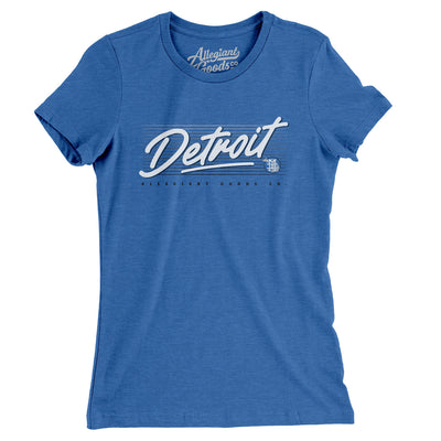 Detroit Retro Women's T-Shirt-Heather True Royal-Allegiant Goods Co. Vintage Sports Apparel
