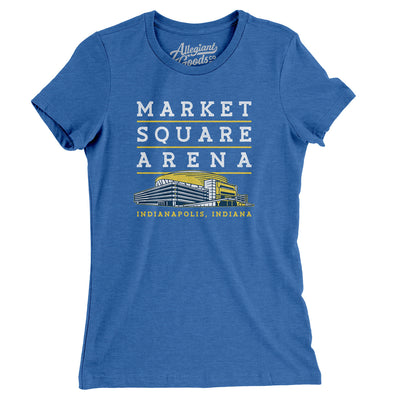Market Square Arena Indianapolis Women's T-Shirt-Heather True Royal-Allegiant Goods Co. Vintage Sports Apparel
