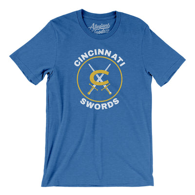 Cincinnati Swords Hockey Men/Unisex T-Shirt-Heather True Royal-Allegiant Goods Co. Vintage Sports Apparel