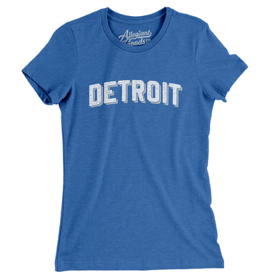 Detroit Varsity Women's T-Shirt-Heather True Royal-Allegiant Goods Co. Vintage Sports Apparel