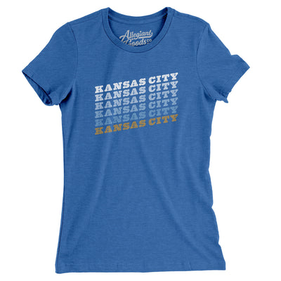 Kansas City Vintage Repeat Women's T-Shirt-Heather True Royal-Allegiant Goods Co. Vintage Sports Apparel