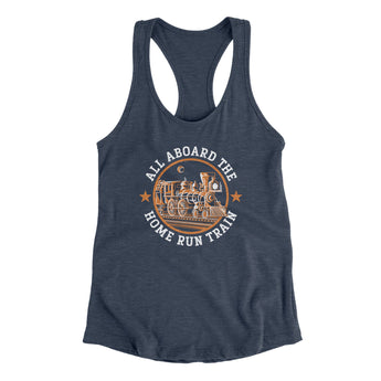 All Aboard The Houston Home Run Train Women's Racerback Tank-Indigo-Allegiant Goods Co. Vintage Sports Apparel
