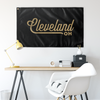 Cleveland Ohio Wall Flag (Black & gold)-Wall Flag - 36"x60"-Allegiant Goods Co. Vintage Sports Apparel