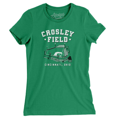 Cincinnati Crosley Field Women's T-Shirt-Kelly-Allegiant Goods Co. Vintage Sports Apparel