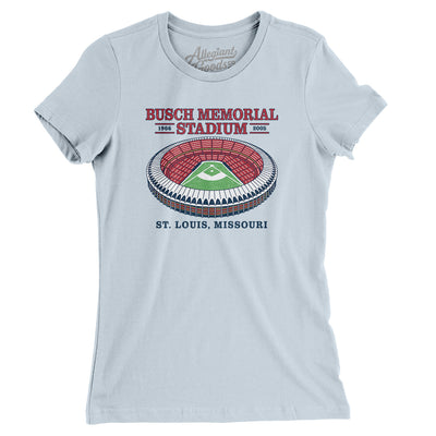 Busch Memorial Stadium Women's T-Shirt-Light Blue-Allegiant Goods Co. Vintage Sports Apparel