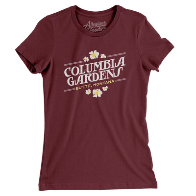 Columbia Gardens Amusement Park Women's T-Shirt-Maroon-Allegiant Goods Co. Vintage Sports Apparel