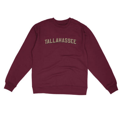 Tallahassee Varsity Midweight Crewneck Sweatshirt-Maroon-Allegiant Goods Co. Vintage Sports Apparel