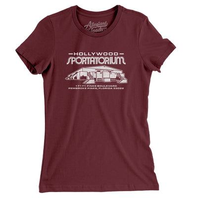 Hollywood Sportatorium Women's T-Shirt-Maroon-Allegiant Goods Co. Vintage Sports Apparel