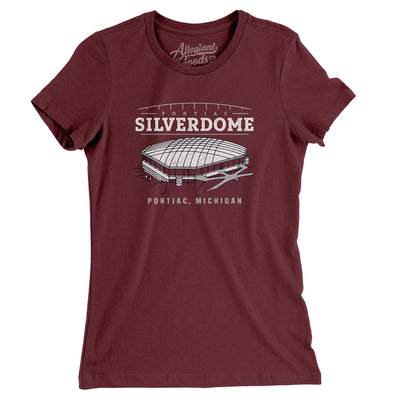 Pontiac Silverdome Women's T-Shirt-Maroon-Allegiant Goods Co. Vintage Sports Apparel