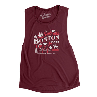 Boston Things Women's Flowey Scoopneck Muscle Tank-Maroon-Allegiant Goods Co. Vintage Sports Apparel
