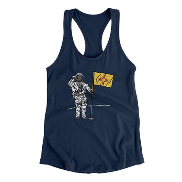 New Mexico Flag Moonman Women's Racerback Tank-Midnight Navy-Allegiant Goods Co. Vintage Sports Apparel