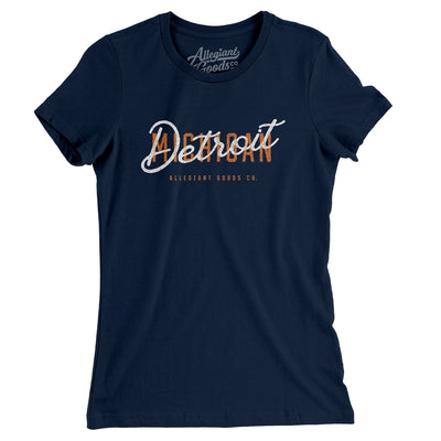 Detroit Overprint Women's T-Shirt-Midnight Navy-Allegiant Goods Co. Vintage Sports Apparel