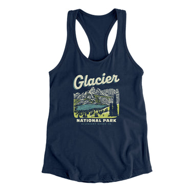 Glacier National Park Women's Racerback Tank-Midnight Navy-Allegiant Goods Co. Vintage Sports Apparel