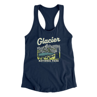Glacier National Park Women's Racerback Tank-Midnight Navy-Allegiant Goods Co. Vintage Sports Apparel