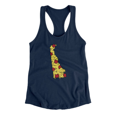 Delaware Pizza State Women's Racerback Tank-Midnight Navy-Allegiant Goods Co. Vintage Sports Apparel