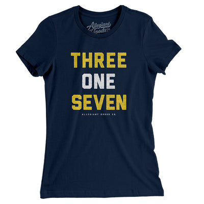 Indianapolis 317 Area Code Women's T-Shirt-Midnight Navy-Allegiant Goods Co. Vintage Sports Apparel