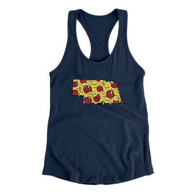 Nebraska Pizza State Women's Racerback Tank-Midnight Navy-Allegiant Goods Co. Vintage Sports Apparel