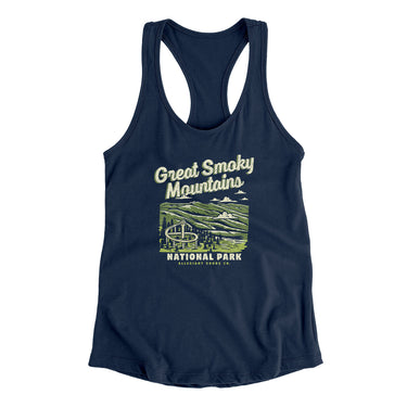 Great Smoky Mountains National Park Women's Racerback Tank-Midnight Navy-Allegiant Goods Co. Vintage Sports Apparel