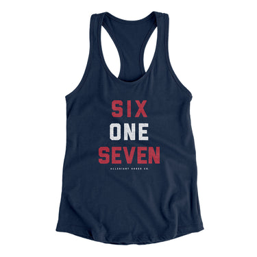 Boston 617 Women's Racerback Tank-Midnight Navy-Allegiant Goods Co. Vintage Sports Apparel