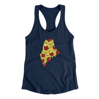 Maine Pizza State Women's Racerback Tank-Midnight Navy-Allegiant Goods Co. Vintage Sports Apparel